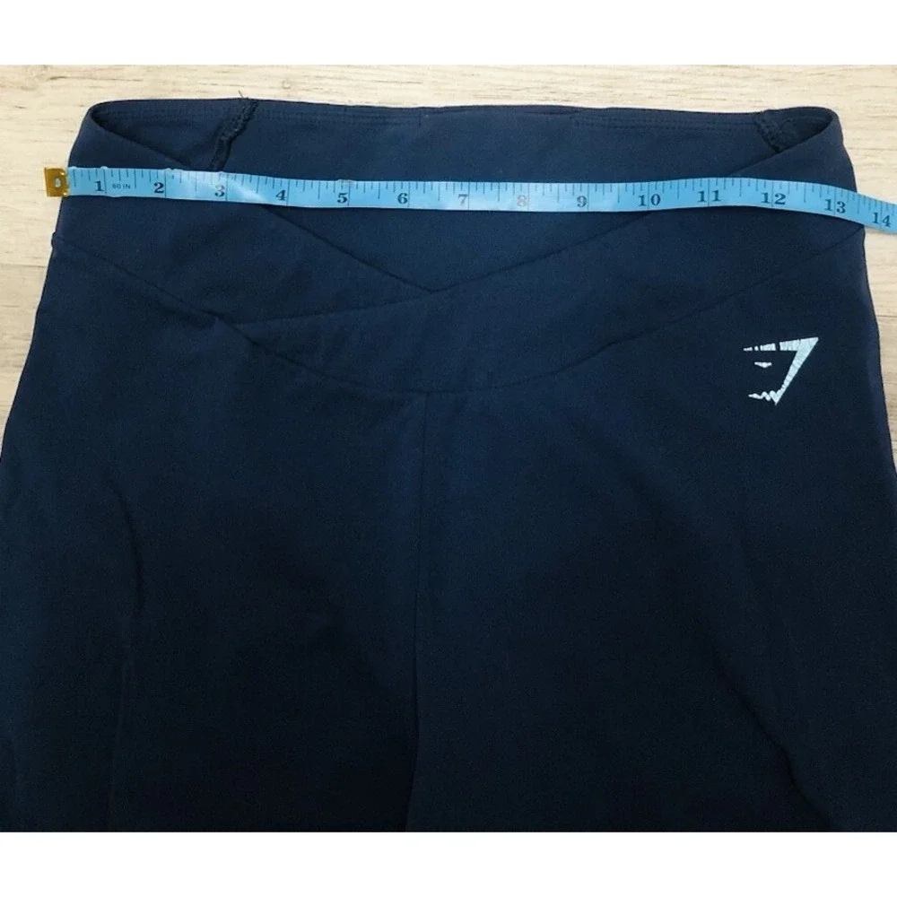 Gymshark Leggings Women's‎ M Navy Blue Mint Colorblock Cross Over Waist *stains